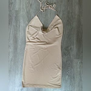 Bodycon tan mini dress